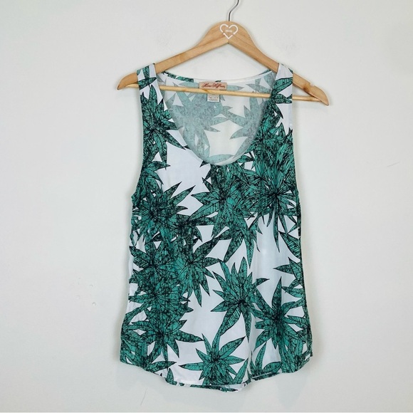 Mara Hoffman green and white tropical leaf print tank. Size Medium. - Picture 1 of 3